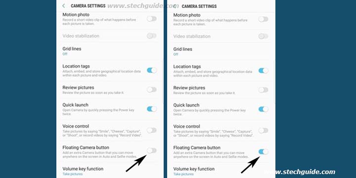 Floating Camera button Galaxy S8