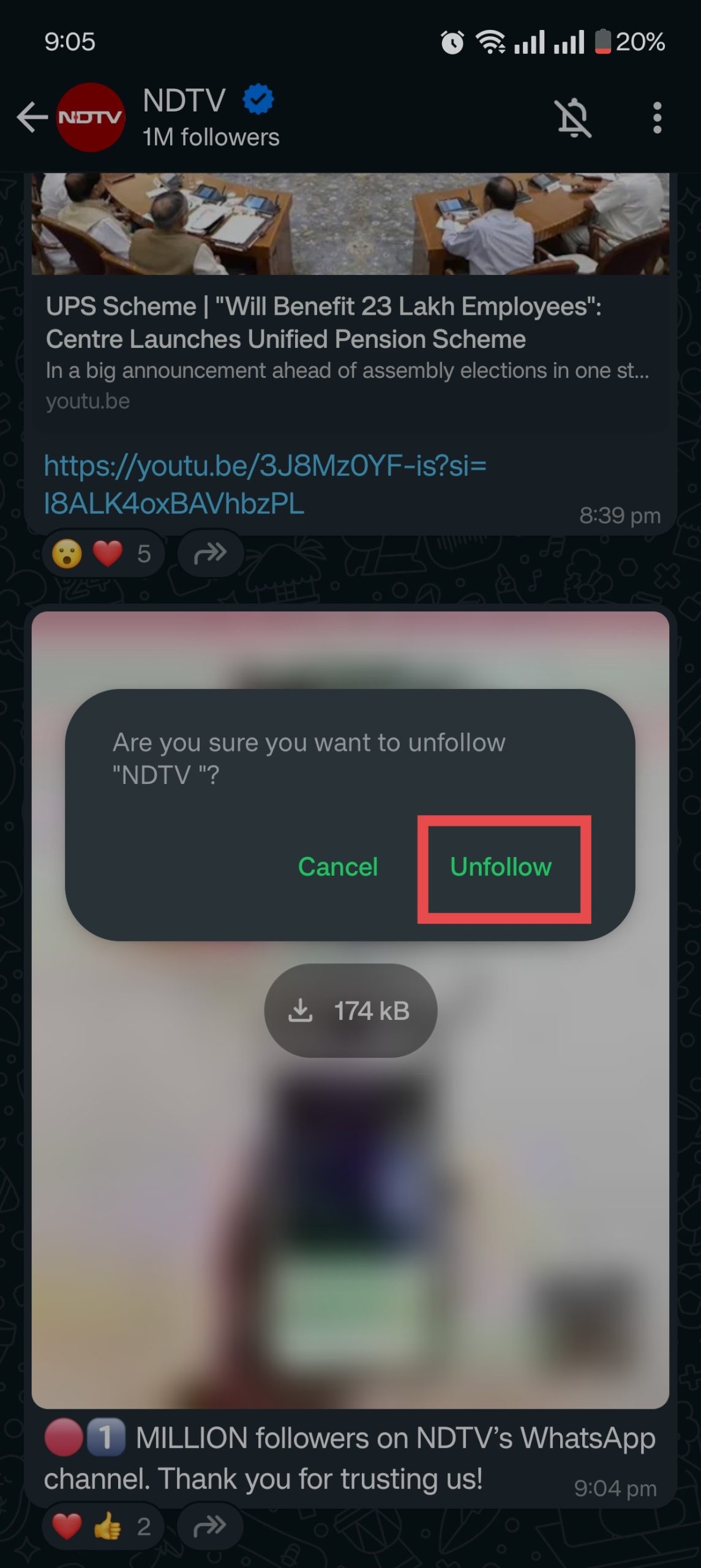 Unfollow WhatsApp Channels
