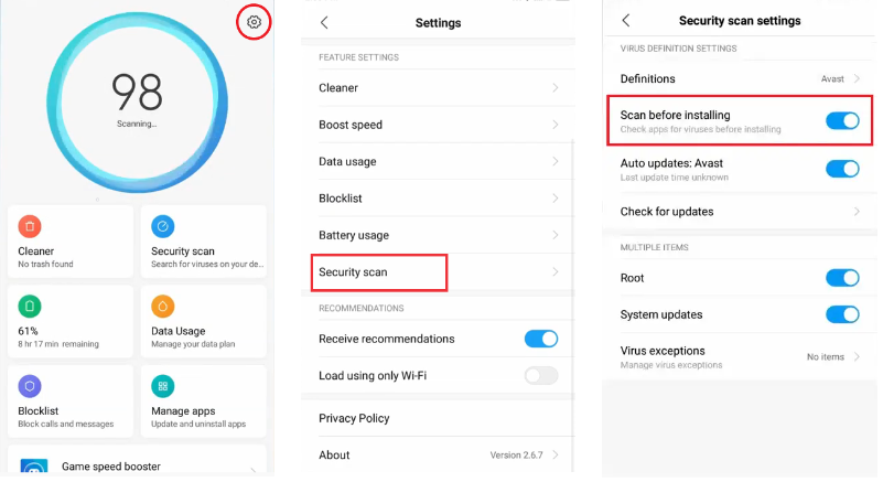 Disable Xiaomi Security Scan