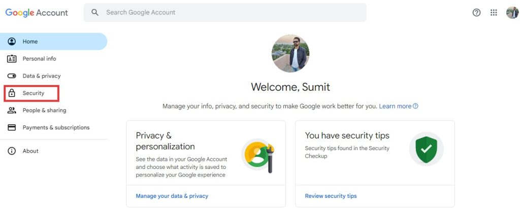 Google Dashboard Security