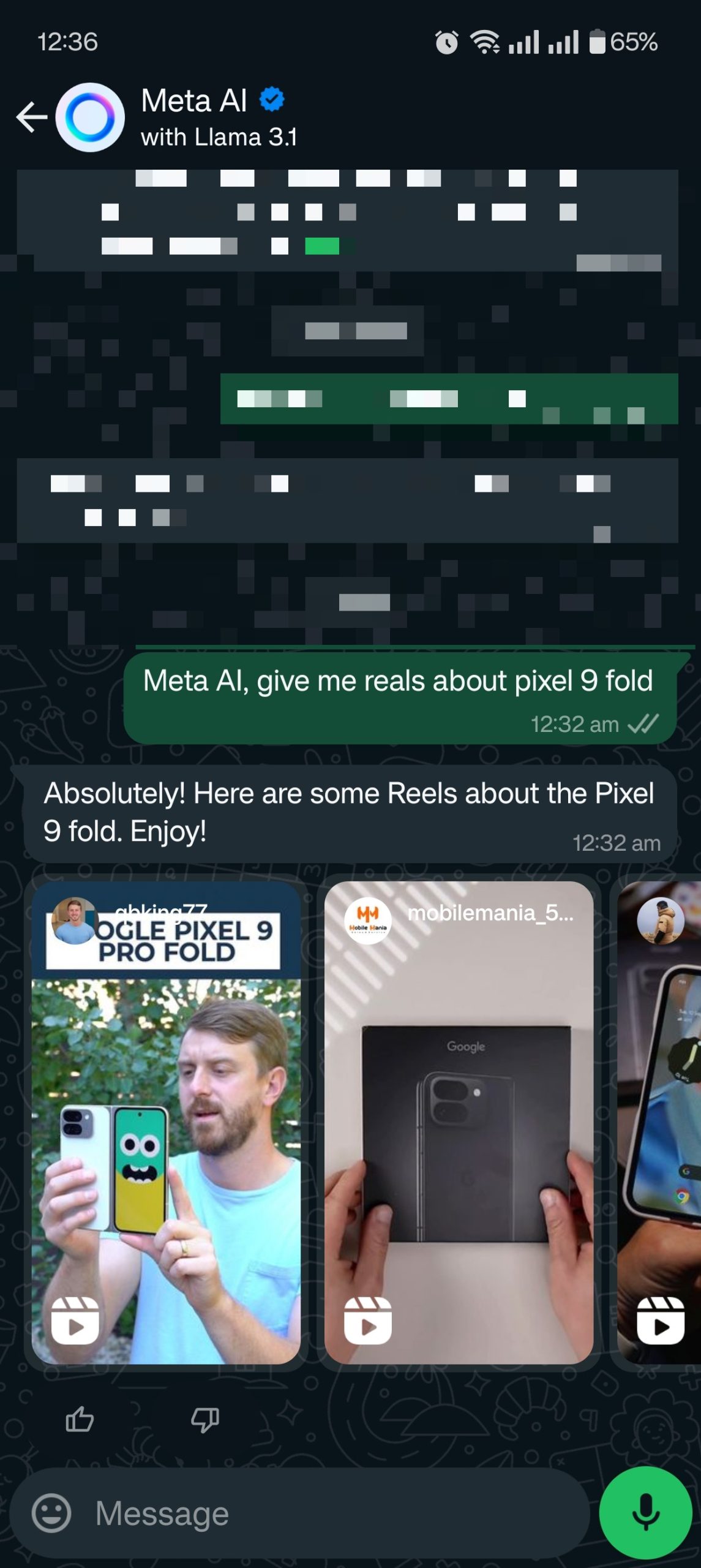 Search Reels on WhatsApp Using Meta AI