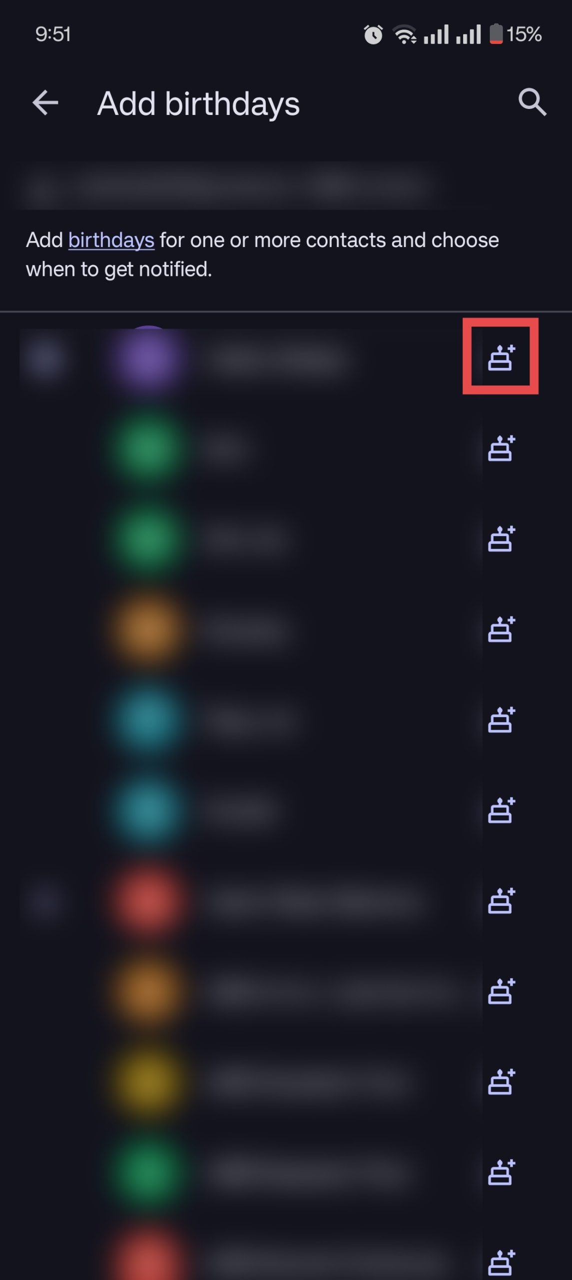 Add Contact Birthday Using the Highlights Tab