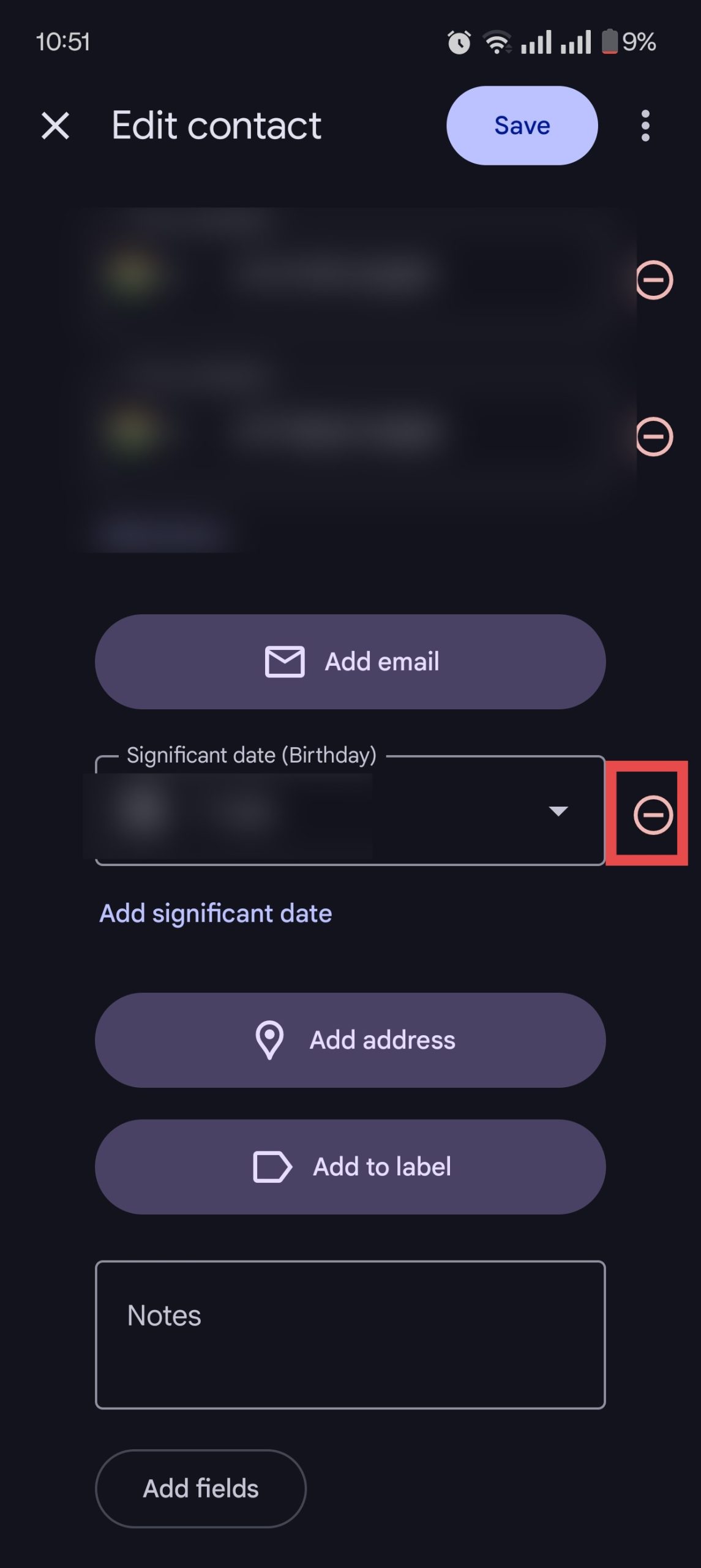 Remove a Birthday Reminder From a Contact