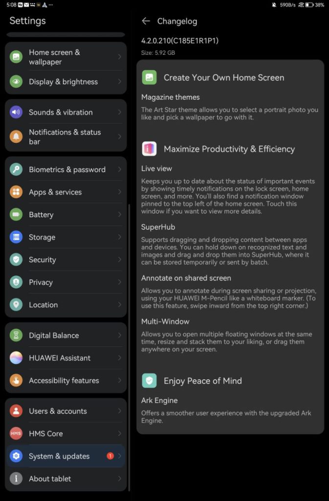 Huawei MatePad Air HarmonyOS 4.2 Update