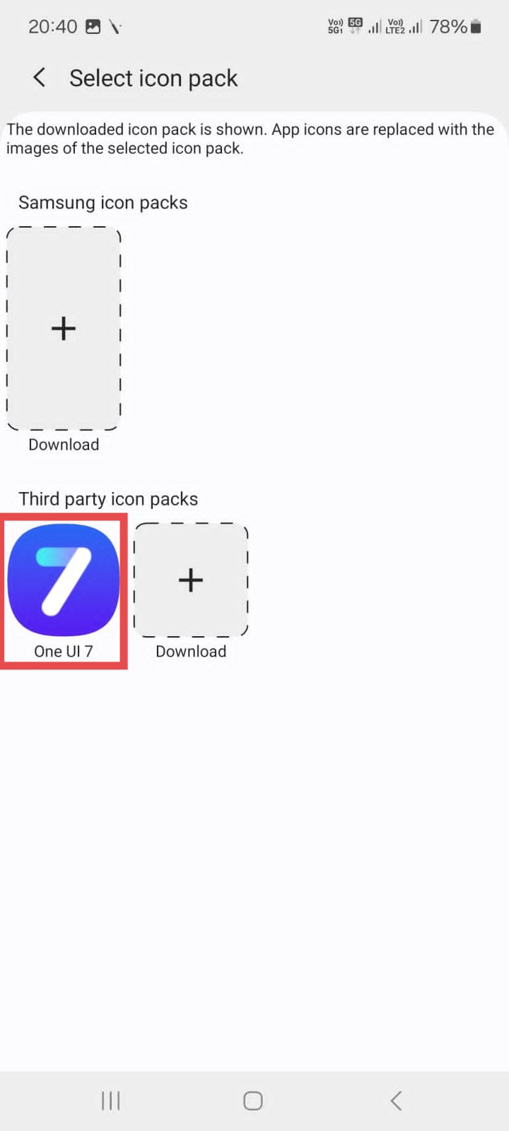 Apply the OneUI 7.0 Icon Pack