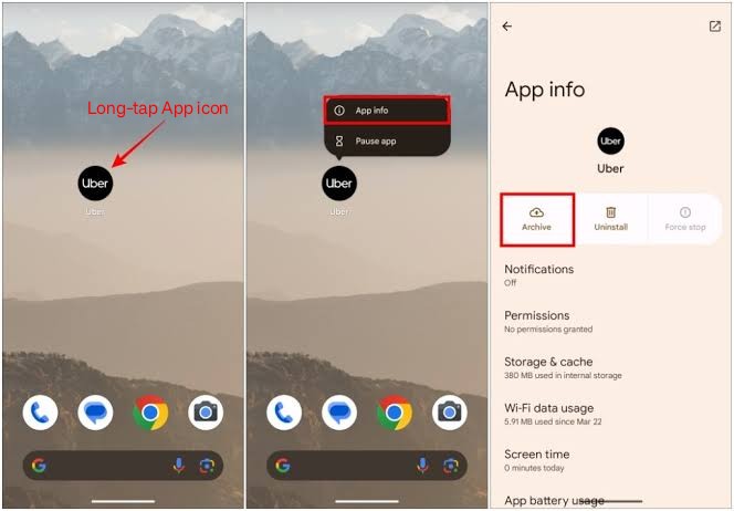 Manually Archive Apps on Android