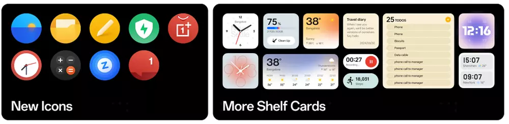 OxygenOS 15 Shelf Cards