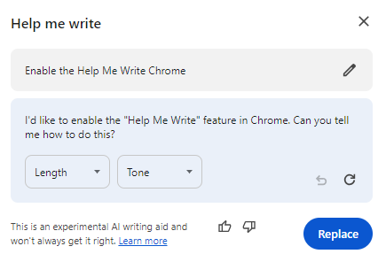 Use Help Me Write on Chrome