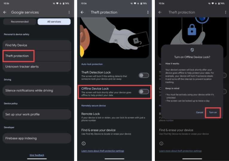 Enable Offline Remote Lock on Android Device