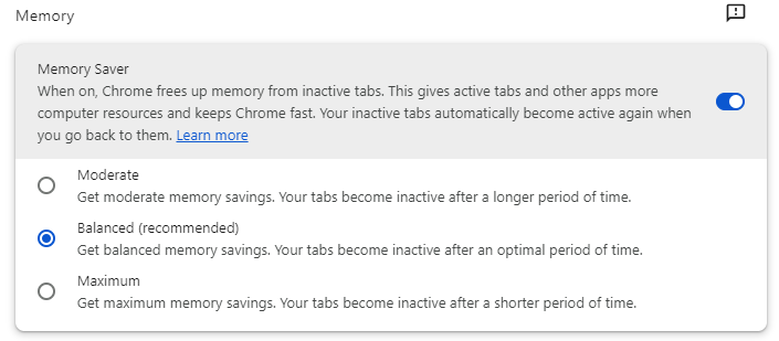 Enable Sleeping Tabs on Chrome Using Memory Saver