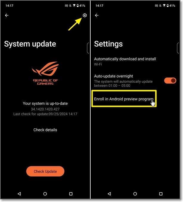 Join the Android 15 Preview Program on ROG Phone 8