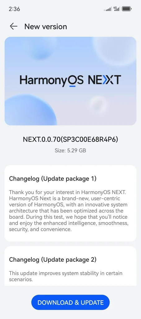 HarmonyOS Next update for the Pura 70 Ultra