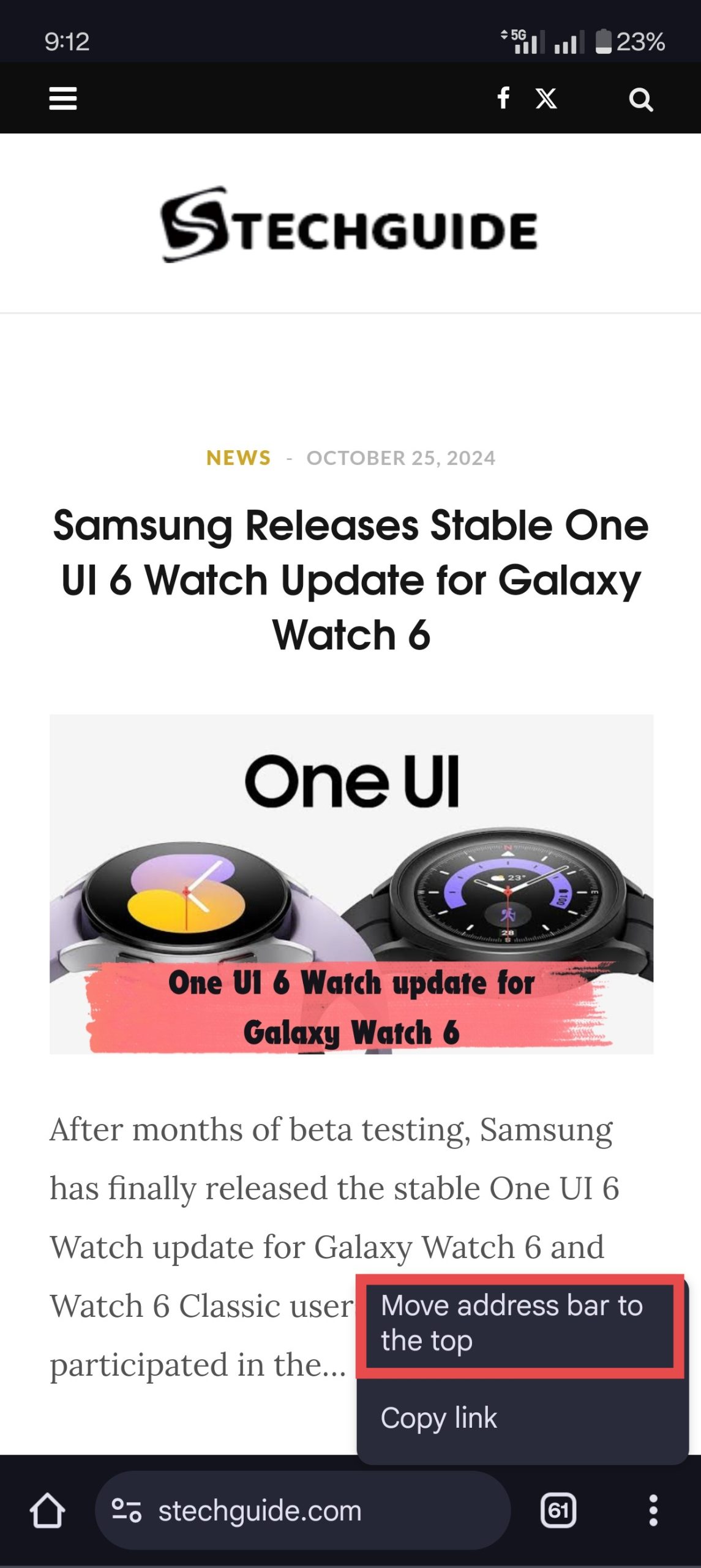 change the position of Chrome’s address bar to bottom on Android