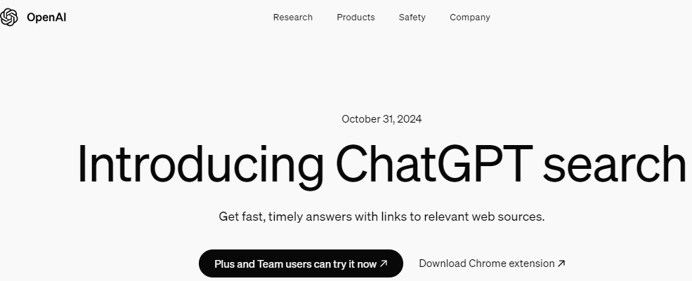 ChatGPT Search page