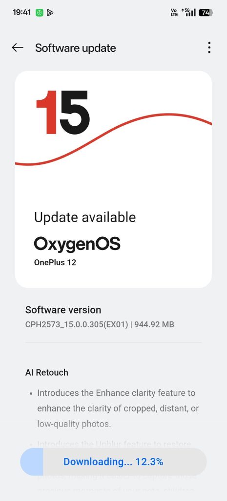 Download OxygenOS 15.0.0.305 Update for OnePlus 12