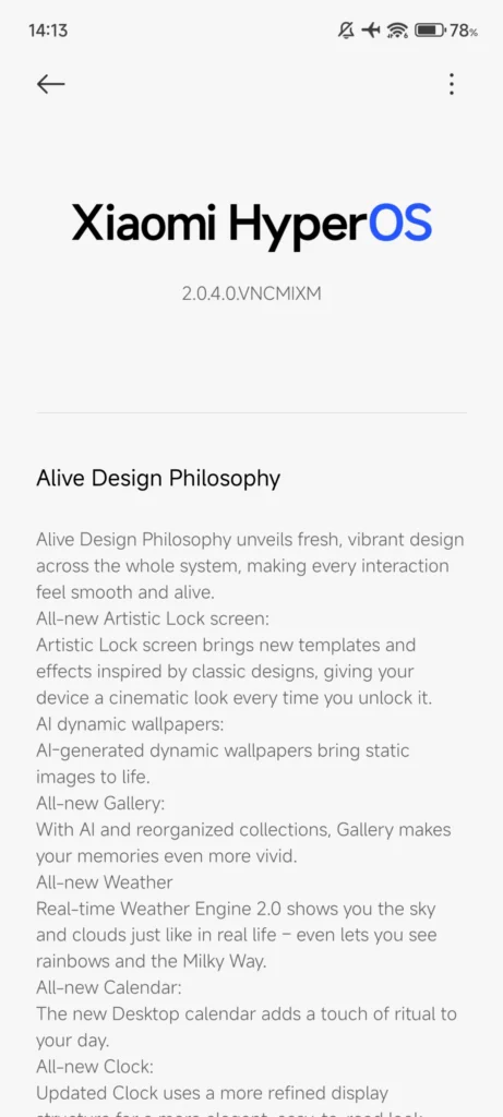 HyperOS 2.0 update for Xiaomi 14