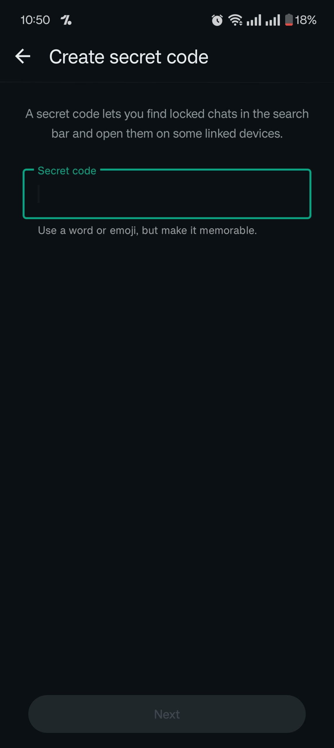 create a secret code for chat lock in WhatsApp