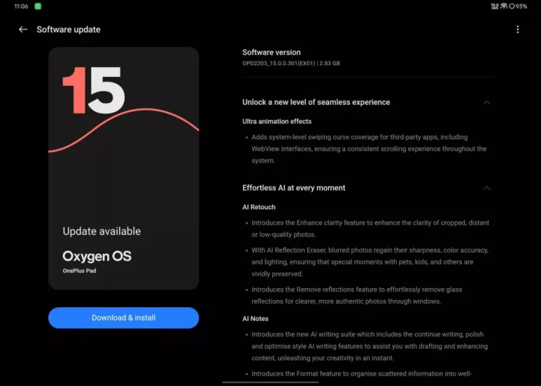 OxygenOS 15 for OnePlus Pad