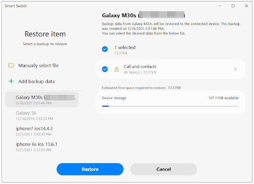 data Restoration with Smart Switch