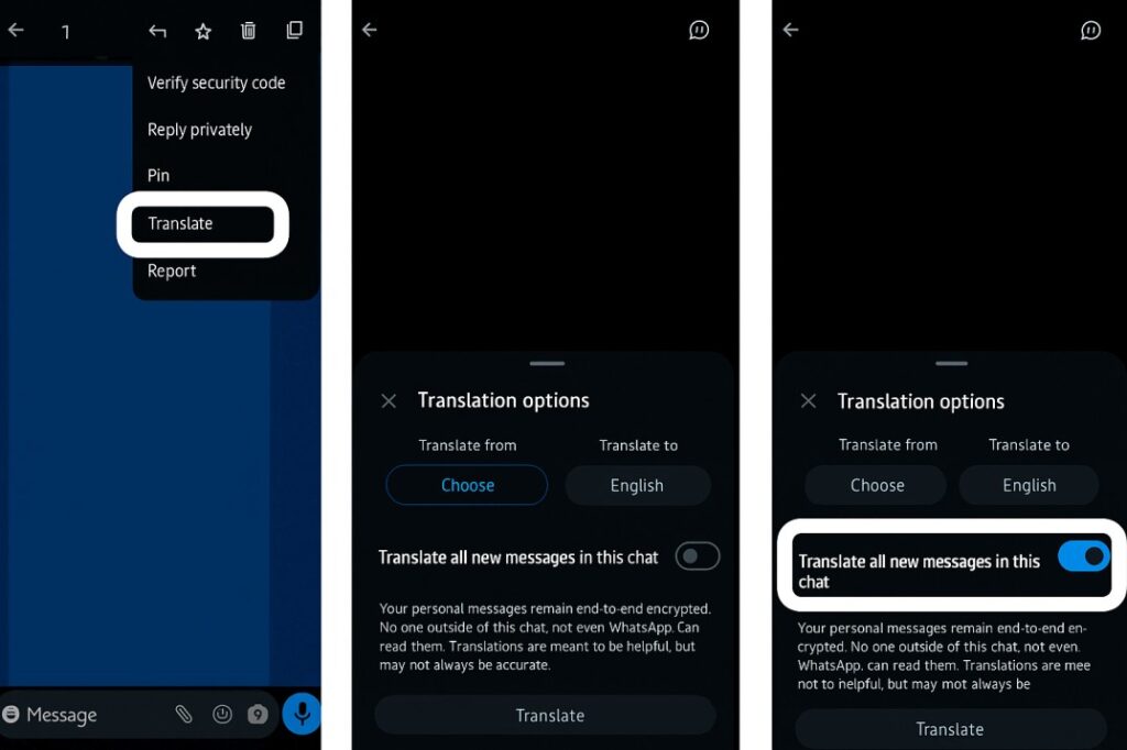 WhatsApp Translation Feature