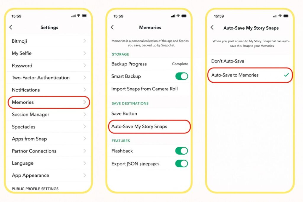 Enable Auto-Save Snapchat 