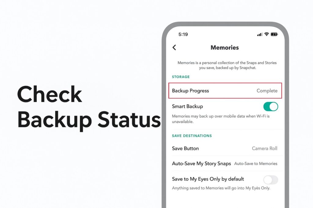Check Backup Status Snapchat 